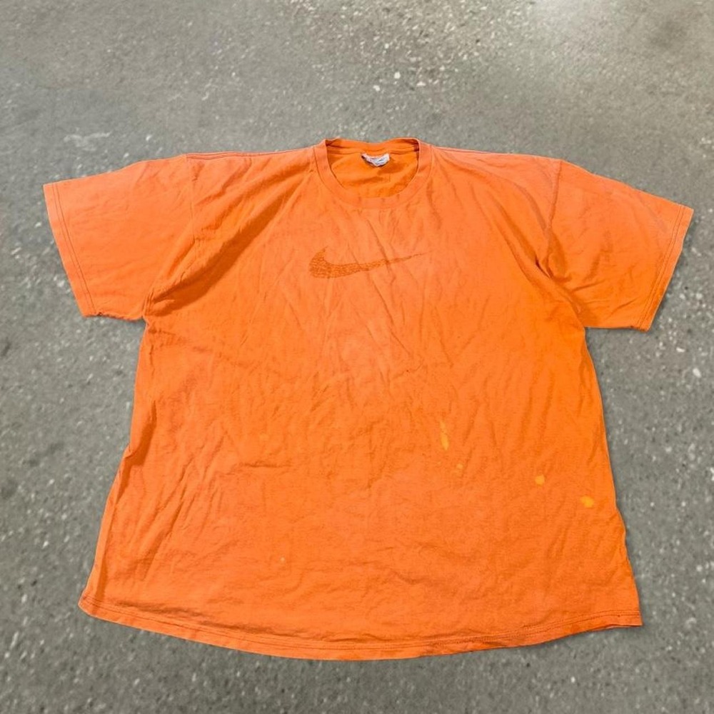 Vintage Nike Faded Center Big Swoosh Orange T-Shirt Mens XL Distressed